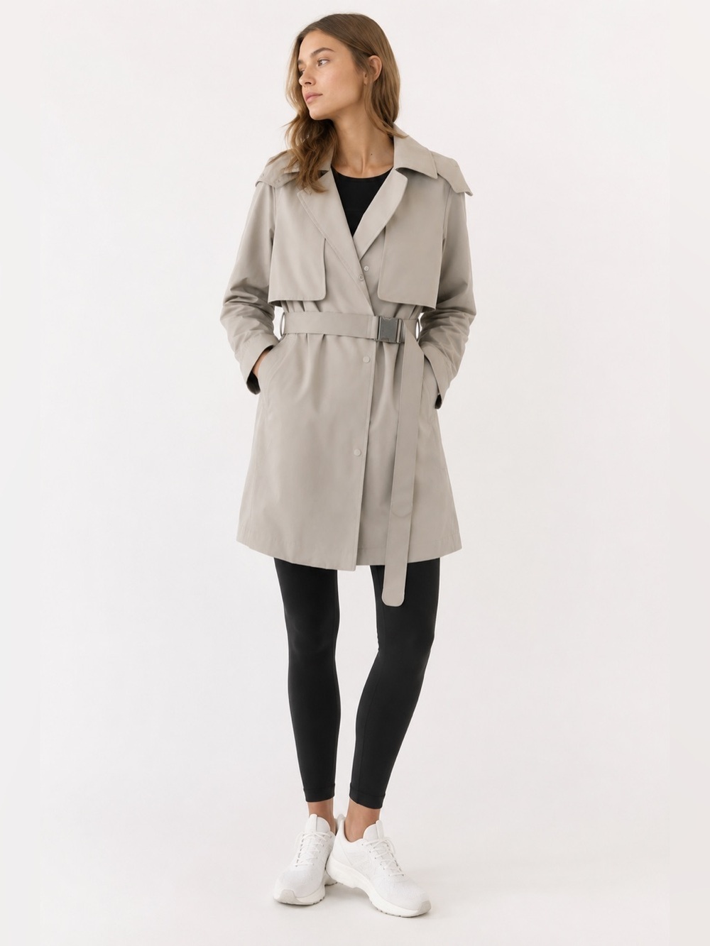 Lululemon Sage Green Belted Trench Coat Size 12